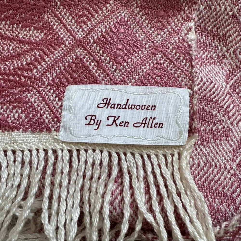 Handmade‎ Local Artisan Pink Patterned Scarf with Fringe